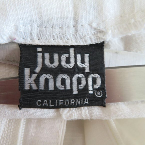 Vintage 80s High Waist White Linen Pants S Pockets Button Zip Tapered Leg USA - Picture 9 of 9